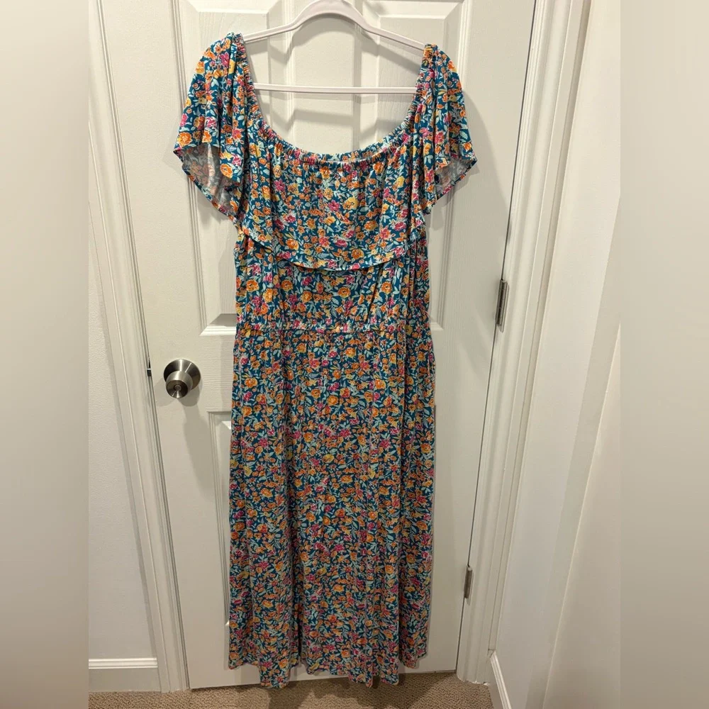 Lane Bryant Convertible Off-The-Shoulder Maxi Dress Floral 22/24 - Picture 3 of 7